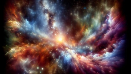Obraz premium Colorful nebular galaxy stars and clouds as stary night cosmos. Supernova background wallpaper