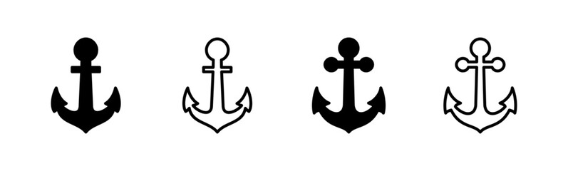 Anchor icon set. Anchor symbol logo. Anchor marine icon.