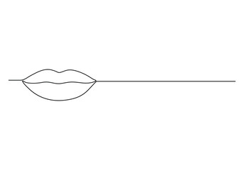 Continuous one line drawing of woman lips vector illustration. Pro vector