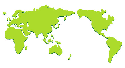シンプルな緑色の世界地図 © hako