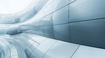 Architecture details Modern building Futuristic Metal wall tiles facade and space. International Museum Day