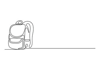 Continuous one line drawing of school bag vector illustration. Premium vector