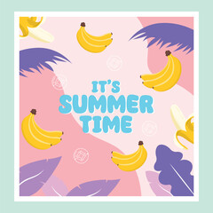 Summer sale banner vector illustration. pattern 
banana fruit concept.hello summer sale