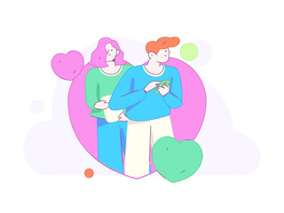 Happy Valentine's Day flat character vector concept business hand drawn illustration
