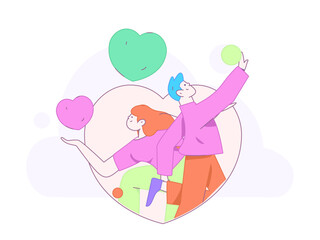 Happy Valentine's Day flat character vector concept business hand drawn illustration
