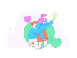 Happy Valentine's Day flat character vector concept business hand drawn illustration
