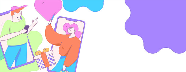 Happy Valentine's Day flat character vector concept business hand drawn illustration
