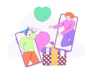 Happy Valentine's Day flat character vector concept business hand drawn illustration
