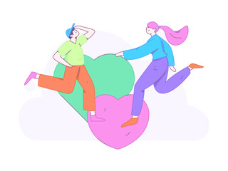 Happy Valentine's Day flat character vector concept business hand drawn illustration
