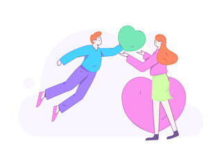 Happy Valentine's Day flat character vector concept business hand drawn illustration
