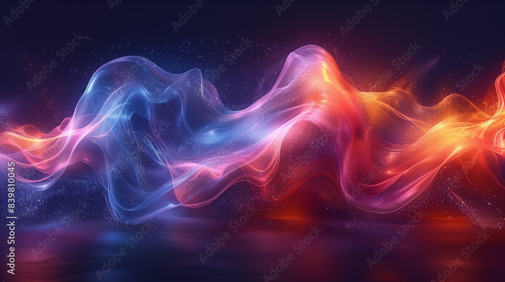 Poster nebula-like flowing energy waves. abstract background resembling a nebula with flowing energy waves 