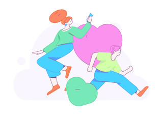 Happy Valentine's Day flat character vector concept business hand drawn illustration
