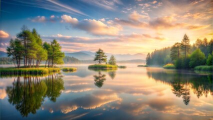 sunset over the lake