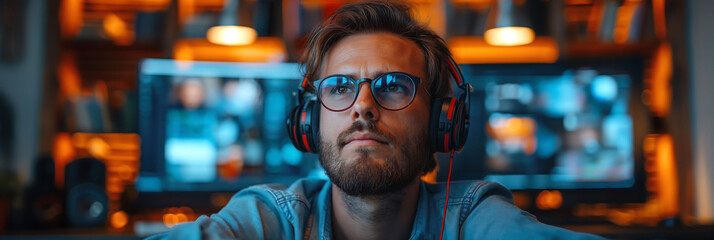 Young woman working for a television network 