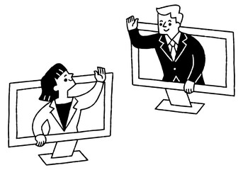 Obraz premium Businessperson greeting online_2