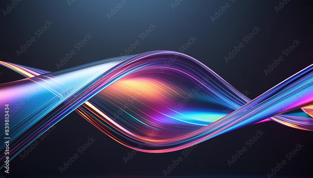 Poster an energetic, multicolored ribbon flows dynamically in this abstract artwork. the vibrant hues blend