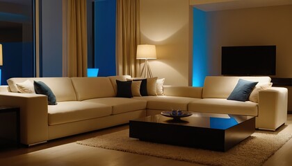 luxury home concept with neon light modern bedroom