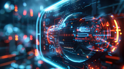 Obraz premium futuristic digital technology background modern cyber tech wallpaper, business background 