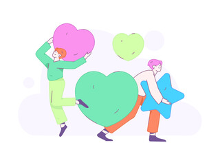 Happy Valentine's Day flat character vector concept business hand drawn illustration
