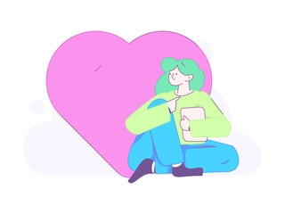 Happy Valentine's Day flat character vector concept business hand drawn illustration
