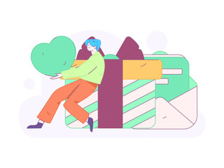 Happy Valentine's Day flat character vector concept business hand drawn illustration
