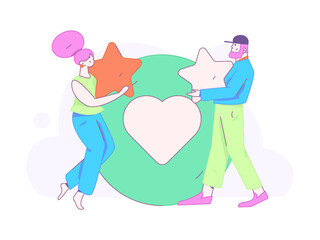 Happy Valentine's Day flat character vector concept business hand drawn illustration
