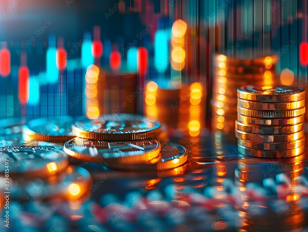 Poster illuminated financial graph highlighting successful investment strategies and growth