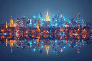 Obraz premium Travel destination template with a border of famous European landmarks on a dark blue background