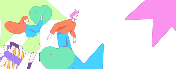 Happy Valentine's Day flat character vector concept business hand drawn illustration
