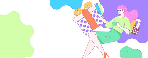 Happy Valentine's Day flat character vector concept business hand drawn illustration
