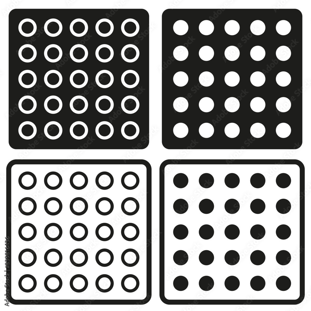 Poster dot pattern icons. square grid. geometric design. vector symbols.