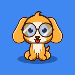 Cute Dog With Glasses Vector Icon Illustration Animal Nature Icon Isolated Flat Vector