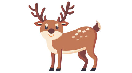 Fototapeta premium A cartoon deer with antlers stands. Isolated on transparent background.