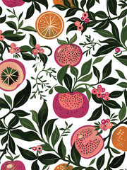 Vibrant Fruit and Foliage Pattern