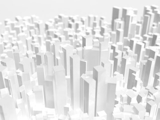 乱立する白いビル街のイメージ　3Dイラストレーション