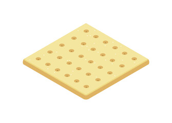 Biscuit crackers with crystal sugar sprinkles. Simple flat illustration in isometric view.
