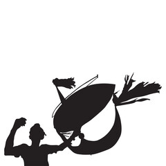 A MAN PLAYING WAU BULAN SILHOUETTE