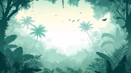 Tropical Jungle Frame with Clear Center, Ideal for Backgrounds and Text Overlays
