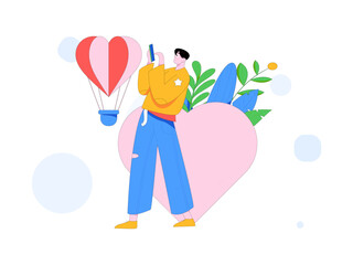 Happy Valentine's Day flat character vector concept business hand drawn illustration
