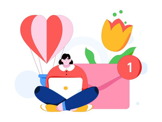 Happy Valentine's Day flat character vector concept business hand drawn illustration
