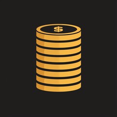 Icon of a stack of coins symbolizing wealth and investment, minimalist and sleek design