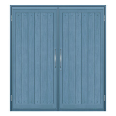 洋風の青い両開きドア