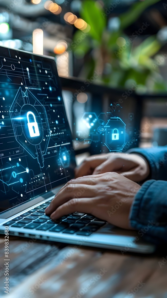 Poster security expert monitoring online transactions to prevent fraud in e commerce business concept