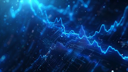 Obraz premium Digital Stock Market Graph with Neon Blue Lights