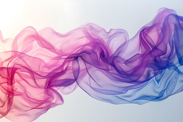 Abstract minimalist pastel of vibes smoke floating elements and movement of a gradient shade of blue, purple, and red on a white background