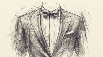 Obraz premium Detailed sketch of a formal tuxedo, sharp lines and classic style, minimalist and elegant