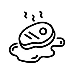 Vector black line icon for Grilled meat