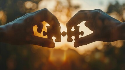 Partnership, teamwork or collaboration to success, solve jigsaw puzzle together, agreement or solution to win corporate trust, cooperation concept, businessman handshake connect jigsaw together 