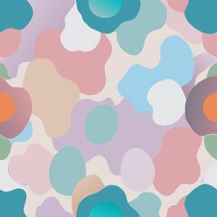 Seamless pattern of pastel-colored blots arranged in a grid formation for a soft and delicate look, Generative AI