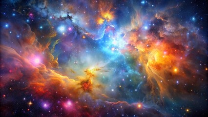 Naklejka premium Colorful Space Galaxy Cloud Nebula with Starry Night Cosmos